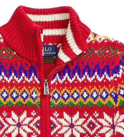 Polo Ralph Lauren Bluse - Bomuld/Uld - Fair Isle - Rød m. Mønste