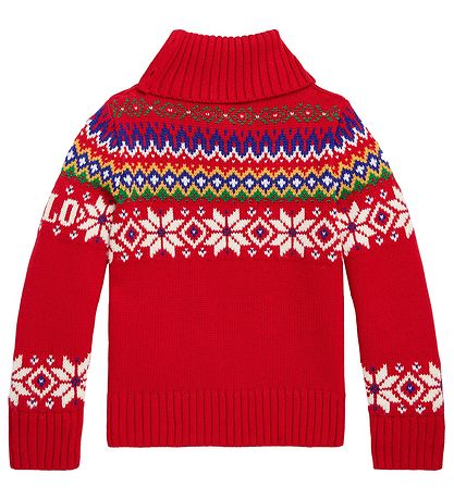 Polo Ralph Lauren Bluse - Bomuld/Uld - Fair Isle - Rød m. Mønste