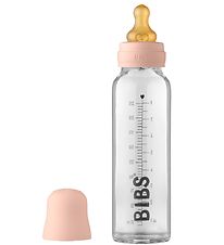 BIBS Sutteflaske - Glas - Slow Flow - 225 ml - Naturgummi - Blus