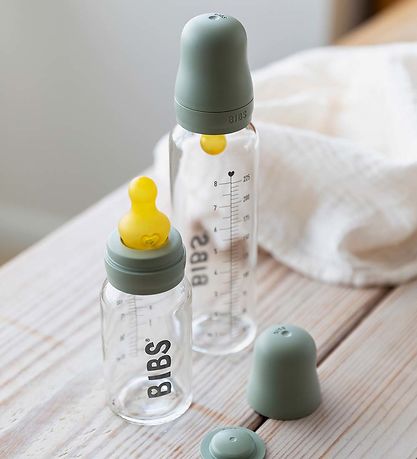 BIBS Flaskesut Sæt - 5 dele - Slow Flow - Naturgummi - Sage
