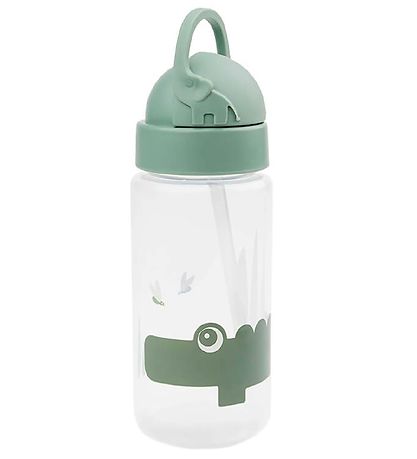 Done by Deer Drikkedunk m. Sugerør - 350 ml - Croco - Grøn