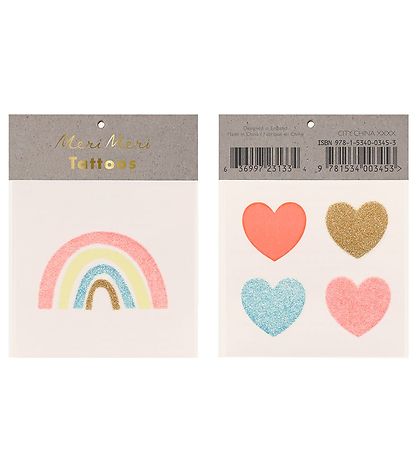 Meri Meri Tatoveringer - Small - Rainbow & Hearts