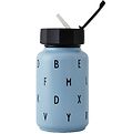 Design Letters Termosflaska m. Sugrör - 330 ml - Blå
