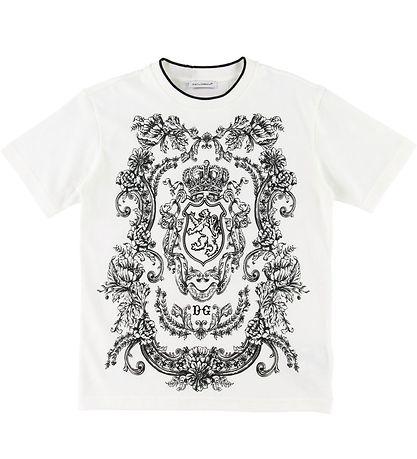 Dolce & Gabbana T-shirt - Creme m. Mønster
