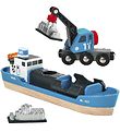 BRIO World Fragtskib og Kran - Blå 33534