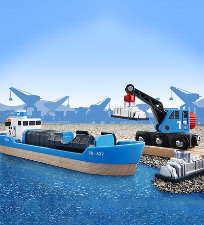 BRIO World Fragtskib og Kran - Blå 33534