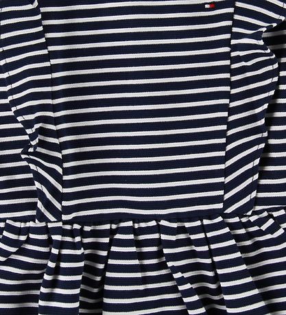 Tommy Hilfiger Kjole - Navy/Hvidstribet m. Flæser
