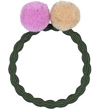 Kknekki Hårelastik - Armygrøn m. Pompon