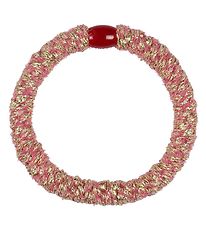 Kknekki Hårelastik - Mørk Pink/Guld Velour m. Glimmer
