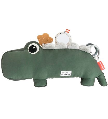 Done By Deer Pude m. Aktivitetslegetøj - Croco - 41 cm - Grøn