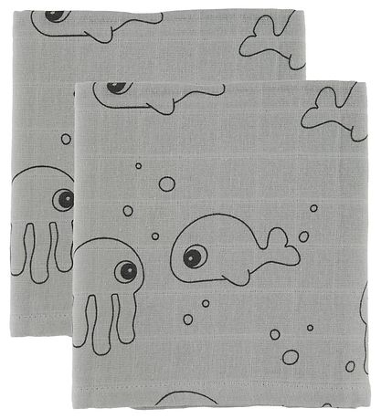 Done By Deer Stofble - 70x70 - 2 stk - Sea Friends - Grå