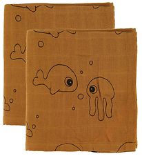 Done By Deer Babysvøb - 120x120 - 2 stk - Sea Friends - Mustard