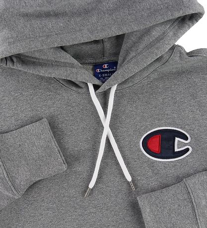 Champion Fashion Hættetrøje - Gråmeleret m. Logo