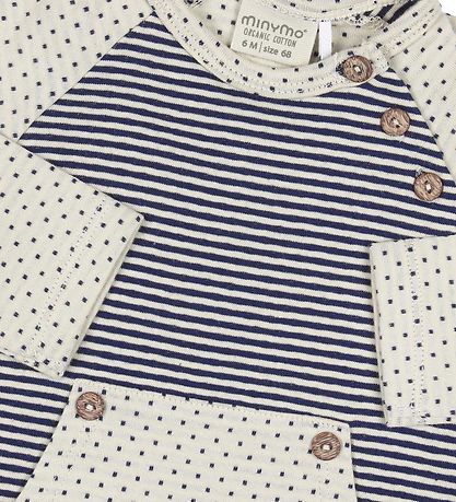 Minymo Bluse - Indigo Blue m. Striber/Prikker