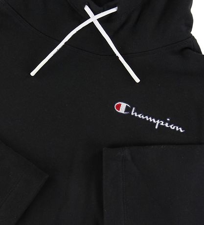 Champion Fashion Hættetrøje - Crop - Sort m. Logo