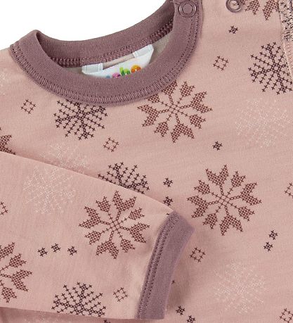Joha Bluse - Uld/Bomuld - Rosa m. Snefnug