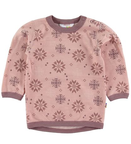 Joha Bluse - Uld/Bomuld - Rosa m. Snefnug