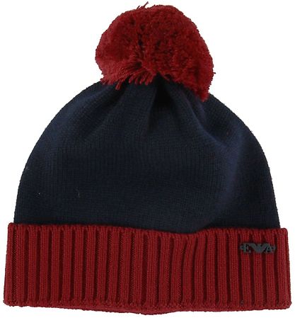 Emporio Armani Gaveæske - Strikhue/Tørklæde - Uld - Rød/Navy