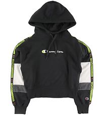 Champion Fashion Hættetrøje - Crop - Sort m. Logo