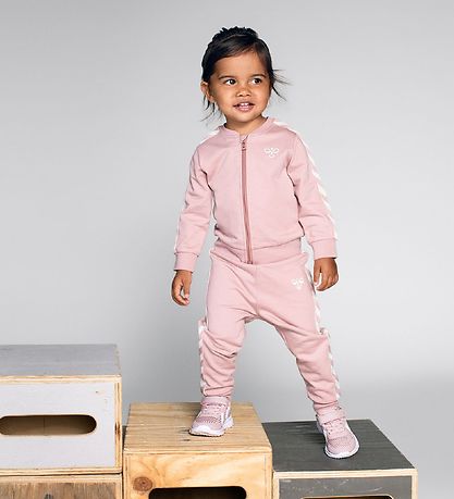 Hummel Sweatsæt - HMLBille - Rosa m. Hvid