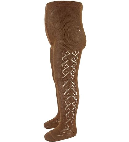 Condor Strømpebukser m. Hulmønster - Uld/Akryl - Terracotta