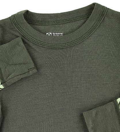 Katvig Bluse - Uld - Armygrøn/Grøn m. Æbler