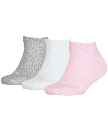 Puma Ankeltrømper - 3-pak - Rosa/Hvid/Gråmeleret
