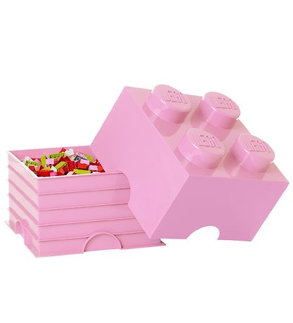 LEGO® Storage Opbevaringsboks - 4 Knopper - 25x25x18 - Lyserød