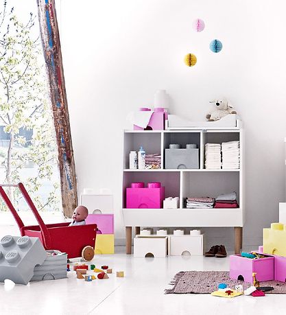 LEGO® Storage Opbevaringsboks - 4 Knopper - 25x25x18 - Lysegrå