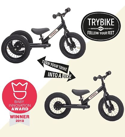 TryBike Løbecykel - Steel - Sort