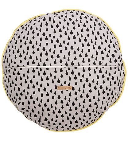 Bloomingville Pude - Ø50 cm - Grå/Gul m. Skyer