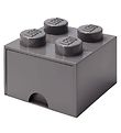 LEGO® Storage Opbevaringsskuffe - 4 Knopper - 25x25x18 - Mørkegr