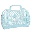Sun Jellies Stor Foldekurv - Retro - 37x30x11 cm - Light Blue
