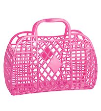 Sun Jellies Stor Foldekurv - Retro - 37x30x11 cm - Berry Pink
