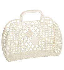 Sun Jellies Stor Foldekurv - Retro - 37x30x11 cm - Cream