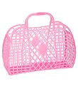 Sun Jellies Stor Foldekurv - Retro - 37x30x11 cm - Neon Pink