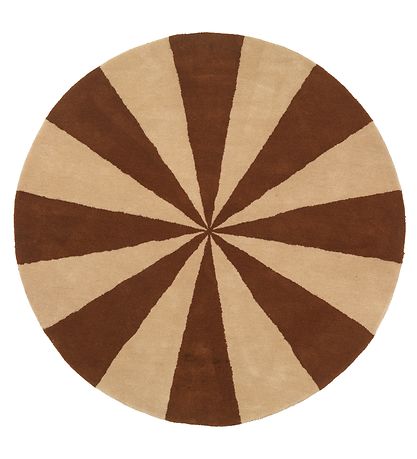 ferm Living Gulvtæppe - Uld - Ø: 130 cm - Brick/Hvid