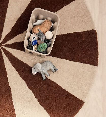 Ferm Living Gulvtæppe - 70 cm - Uld - Dark Brick/Off White