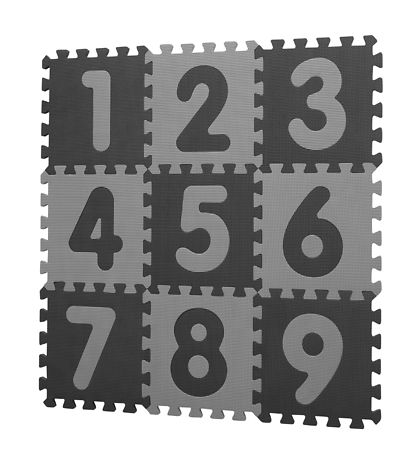 BabyDan Legegulv - 90x90 - Lysegrå/Mørkegrå m. Tal