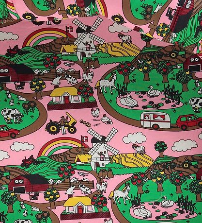 Småfolk Babynest - 75x75 - Lyserød m. Landskab