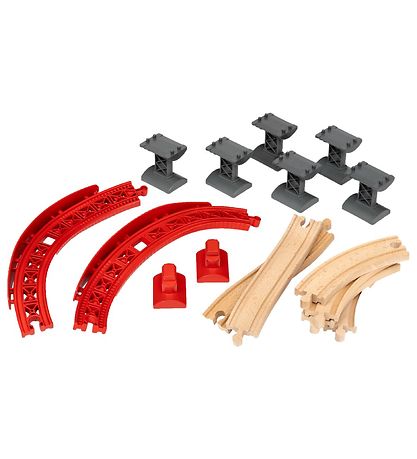 BRIO World Buede, Hævede Skinner - 17 Dele - Træ 33995