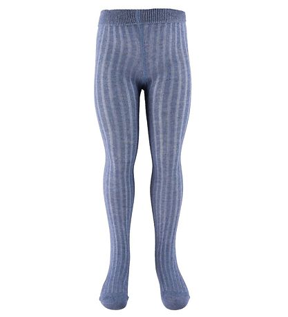 Minymo Strømpebukser - 2-pak - Solid Rib - Navyblå/Blåmeleret