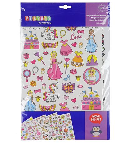 Playbox Klistermærker - 500 stk. - Prinsesser/Dyr/Blomster/m.m.