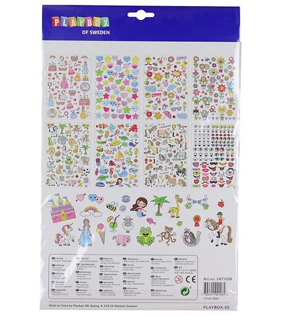 Playbox Klistermærker - 500 stk. - Prinsesser/Dyr/Blomster/m.m.