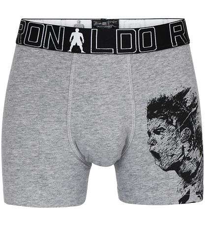 Ronaldo Boxershorts - 2-pak - Gråmeleret/Sort m. Mønster