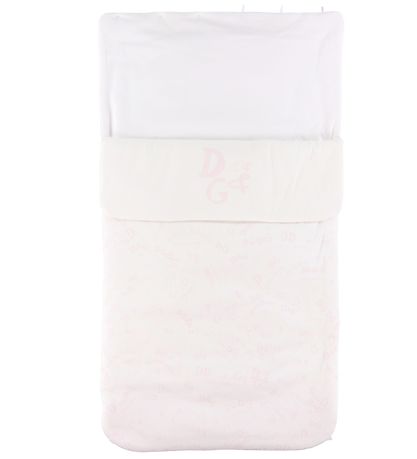 Dolce & Gabbana Kørepose - 80 cm - Hvid m. Lyserød Logoer