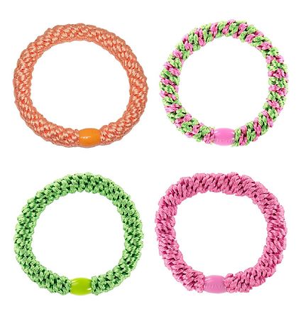 Kknekki Hårelastikker - 4-pak - Grøn/Rosa/Orange