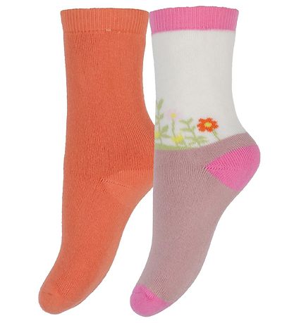 Melton Strømper - Andrea -  2-pak - Orange/Rosa