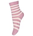 MP Strømper - Eli - Off White/Lilla m. Striber
