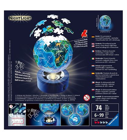 Ravensburger 3D Puslespil - 72 Brikker - Globe Nightlight